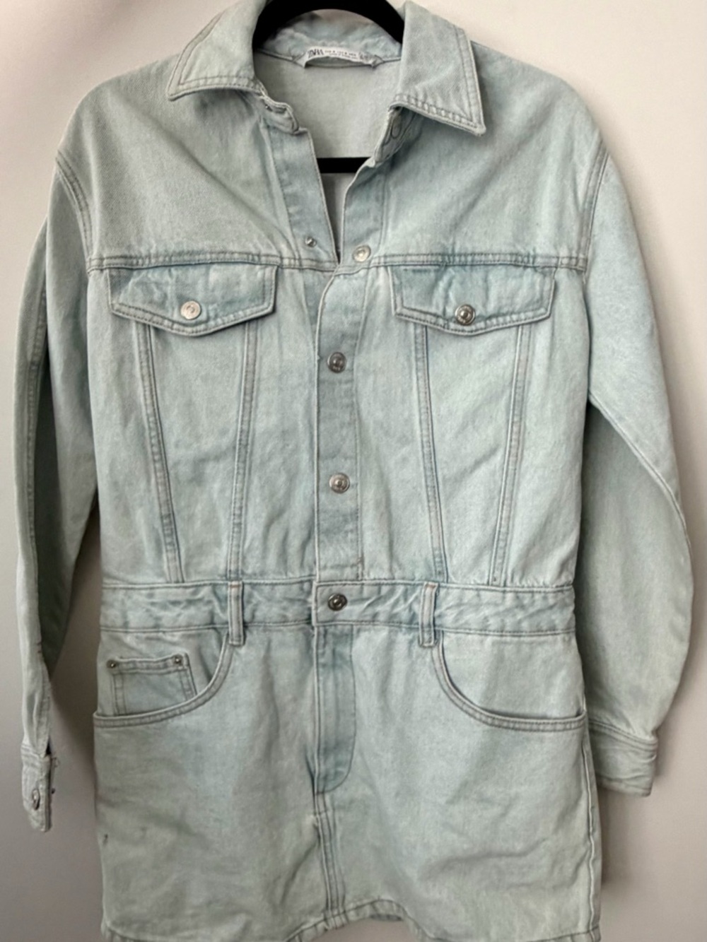 BNWOT ZARA Denim Dress Long Sleeve Snaps Small